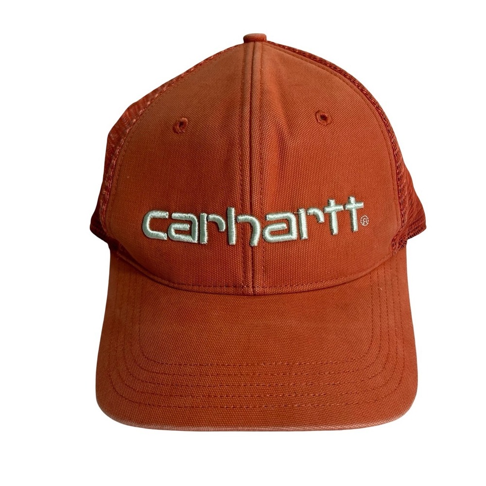 Carhartt Trucker Hat Burnt Orange Mesh Back Snapback Logo Cap Mens OSFM